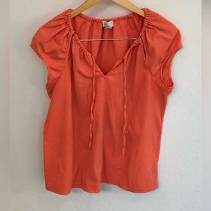 Michael Kors Coral-Orange Short-Sleeve Peasant Top, in beautiful condition!